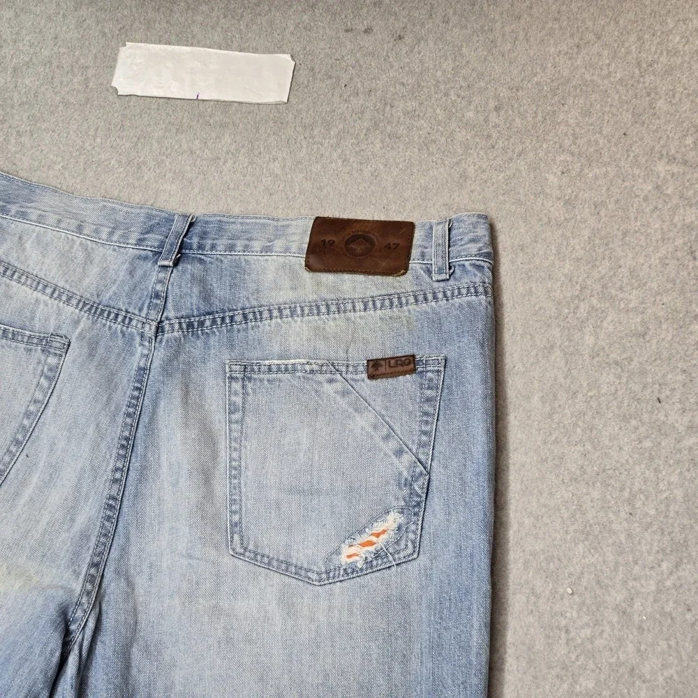 LRG Men Shorts 38 Light Blue Denim Jeans Distressed Grunge Y2KJ186003